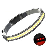 Rechargeable COB LED Headlamp - Built-in Battery, Waterproof, White & Red Light for Camping & Work