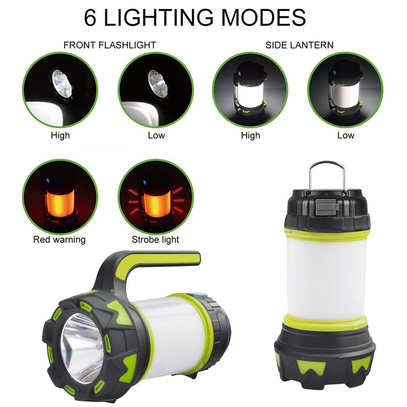 LED Camping Light USB Rechargeable - Dimmable, Waterproof, Emergency Torch, Spotlight, Work Light, Camp Lamp