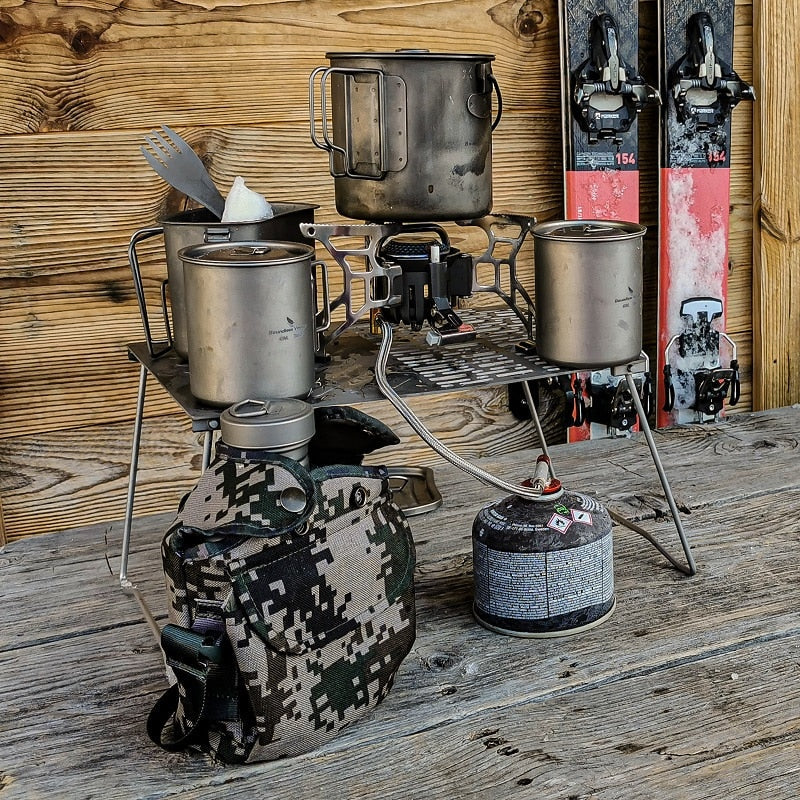 Titanium Mug Camping Pot with Lid - Lightweight Cookware, Picnic Drinkware, and Tableware