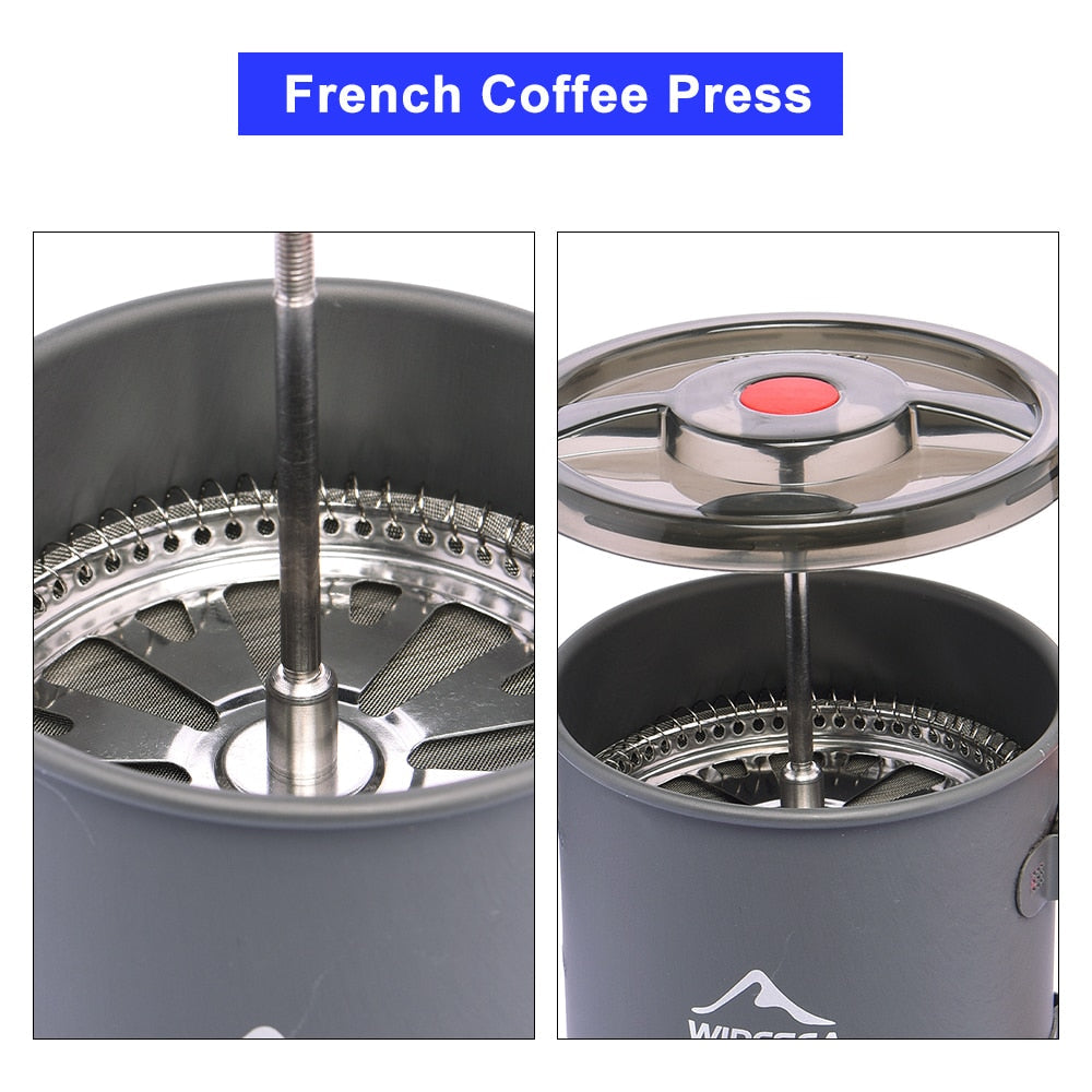 Camping Kaffeekanne mit French Press - Outdoor Becher &amp; Kochgeschirr für Wandern und Trekking