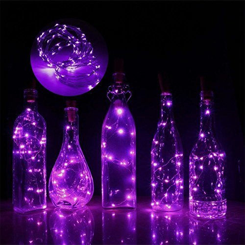 10pcs LED Wine Bottle String Lights with Battery - Copper Wire Fairy Lights for Birthday, Wedding, Christmas Decor