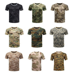 Herren Outdoor Sports Camouflage Schnelltrocknende T-Shirts, Rundhalsausschnitt, Kurzarm, Übergröße M-3XL