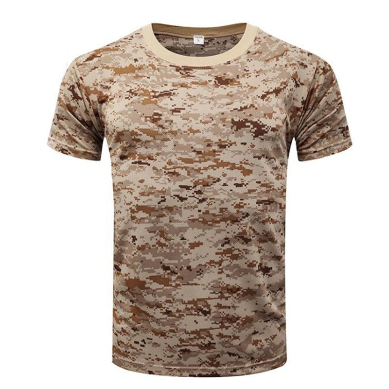 Herren Outdoor Sports Camouflage Schnelltrocknende T-Shirts, Rundhalsausschnitt, Kurzarm, Übergröße M-3XL