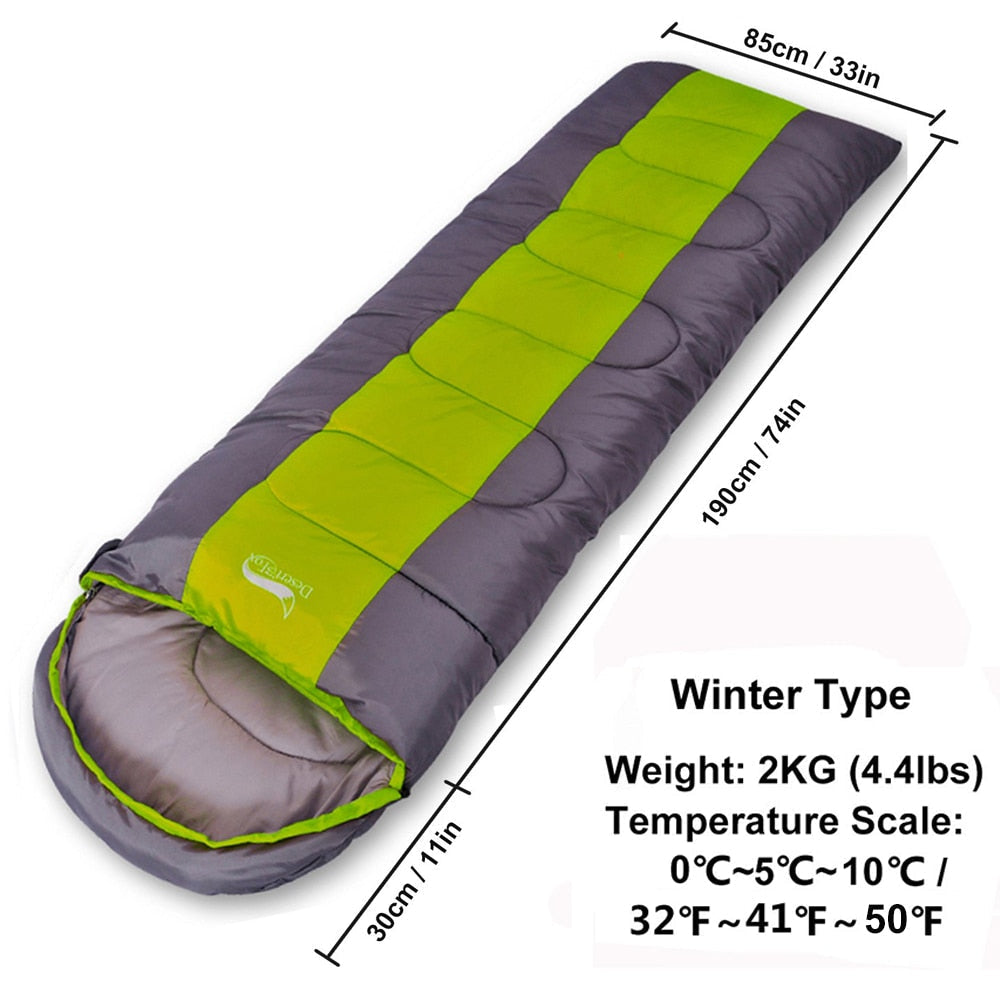 Large Winter Sleeping Bag for Adults - Warm Envelope Blanket for Camping, Hiking, and Tourism