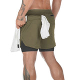 Men's 2-in-1 Quick Dry Camping Hiking Gym Sport Shorts - Double-Deck Fitness Jogging Workout Pants