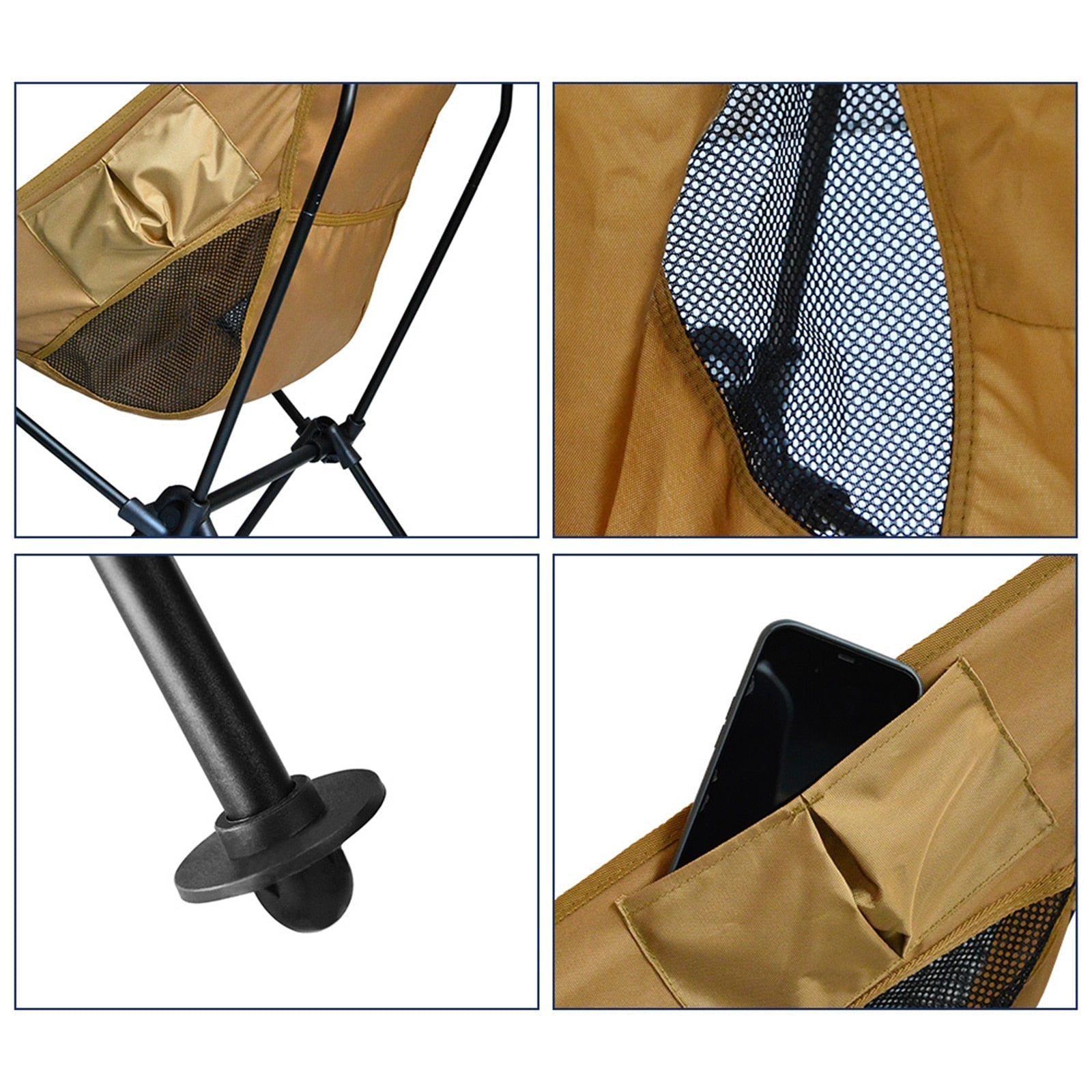 Portable High Back Folding Camping Chair with Pillow - Waterproof, Collapsible, Back Support for Travel, Picnic, Fishing