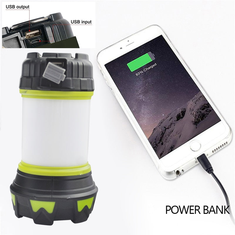 LED Camping Light USB Rechargeable - Dimmable, Waterproof, Emergency Torch, Spotlight, Work Light, Camp Lamp