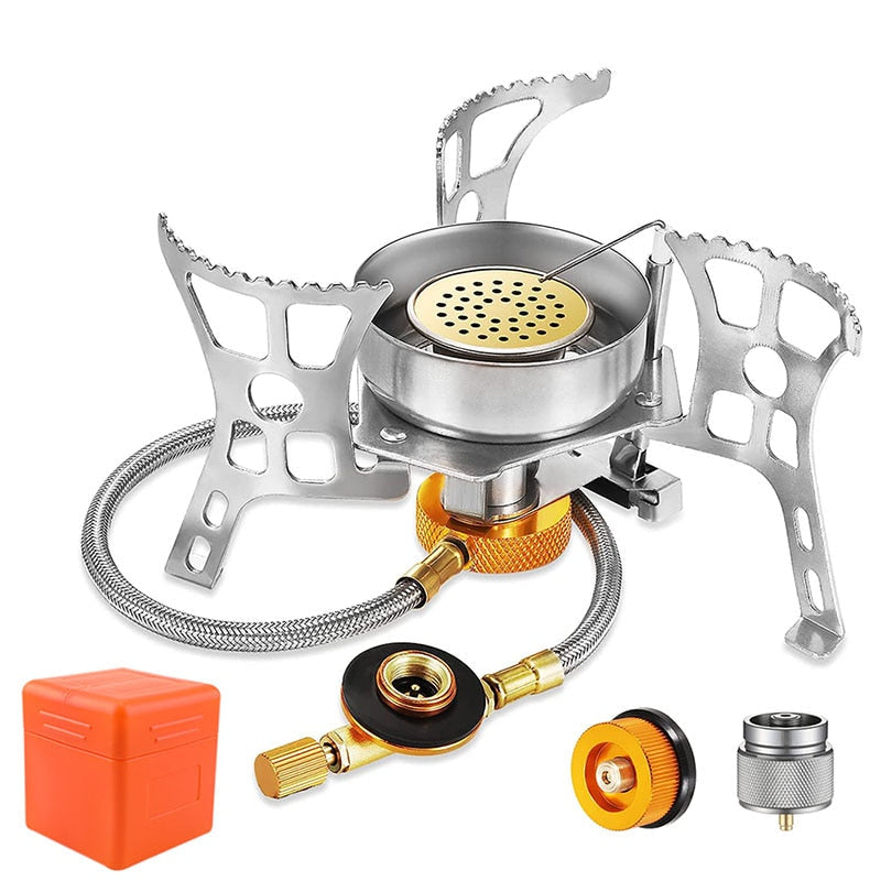 Outdoor Windproof Gas Stove - 3900W Folding Split Burner for Camping, Hiking, and Tourist Equipment