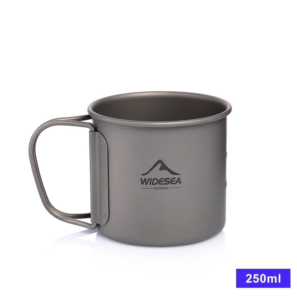 Titanium Camping Mug & Cookware Set - Outdoor Kitchen Equipment for Hiking, Travel, Picnic, and Tourist Tableware