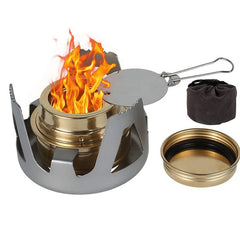 Portable Mini Alcohol Stove Burner - Ultralight Brass Camping & Backpacking Cooking Stove