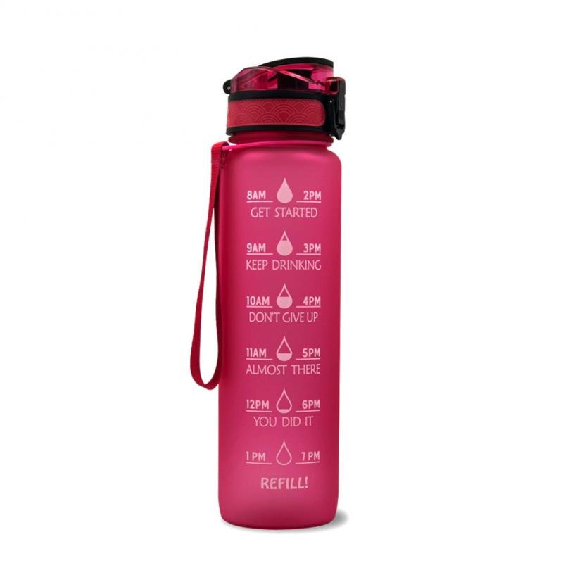 1000ML Leakproof BPA-Free Sports Water Bottle with Time Marker - Portable for Climbing, Camping, and Outdoor Activities