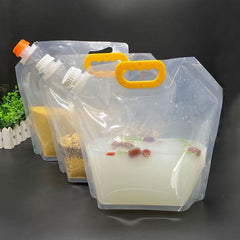 Foldable Transparent Stand-Up Plastic Beer Juice Milk Bag for Outdoor Camping Hiking - Portable Water Bags