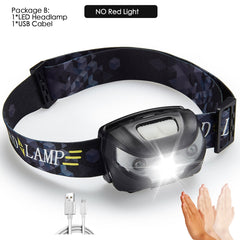 Powerful 6000 Lumens LED Headlamp - Rechargeable, Motion Sensor, USB, Camping Flashlight, Headlight Torch Lamp