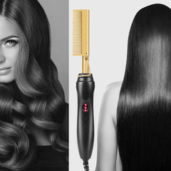 Hair Smooth Iron Straightening Heating Brush Comb Multi-Function Curler