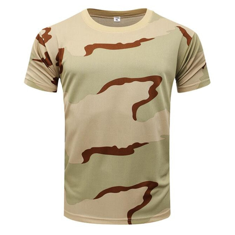 Herren Outdoor Sports Camouflage Schnelltrocknende T-Shirts, Rundhalsausschnitt, Kurzarm, Übergröße M-3XL