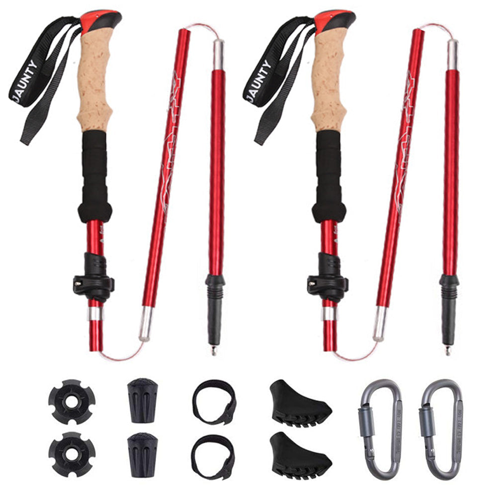 2Pcs Ultralight Aluminum Alloy Foldable Hiking Walking Sticks - Telescopic Trekking Poles for Camping & Nordic Walking