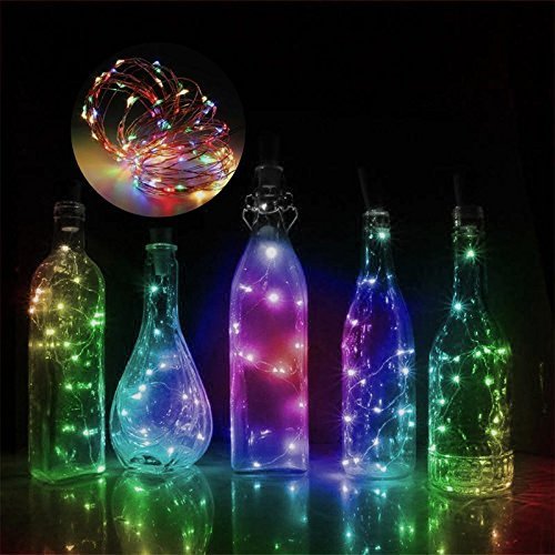 10pcs LED Wine Bottle String Lights with Battery - Copper Wire Fairy Lights for Birthday, Wedding, Christmas Decor