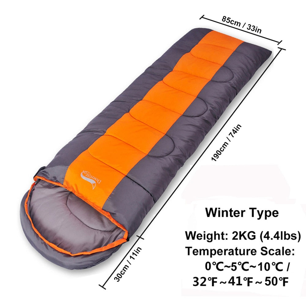 Large Winter Sleeping Bag for Adults - Warm Envelope Blanket for Camping, Hiking, and Tourism