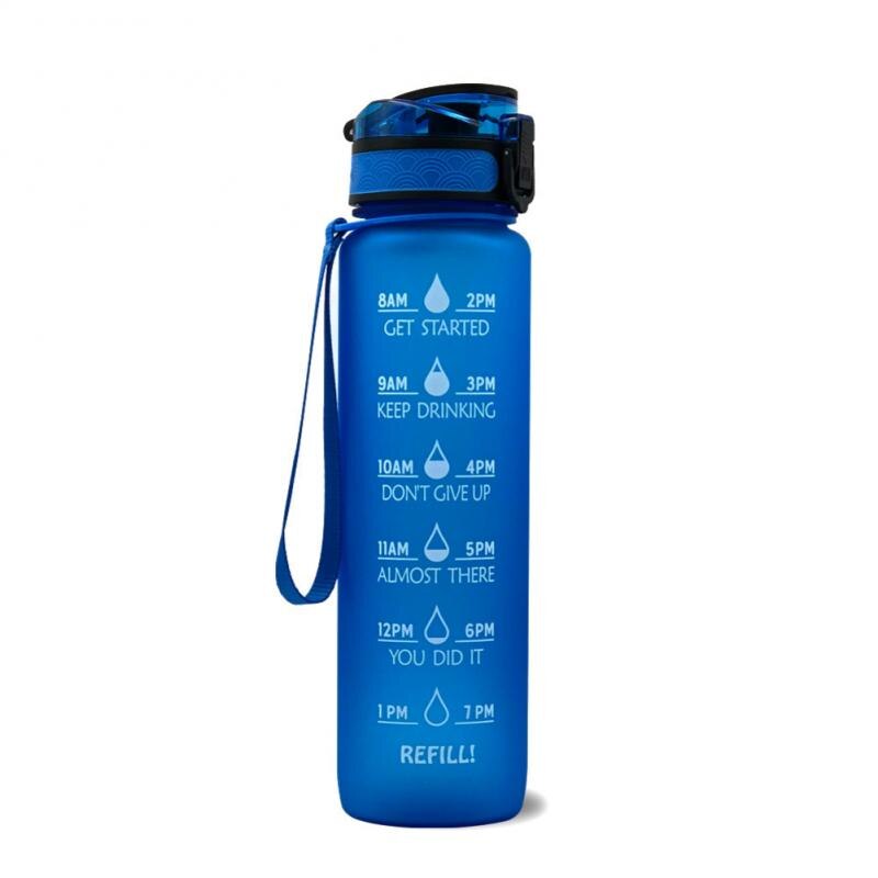 1000ML Leakproof BPA-Free Sports Water Bottle with Time Marker - Portable for Climbing, Camping, and Outdoor Activities