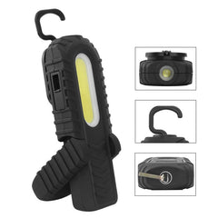 2-in-1 Rechargeable LED Work Light with Magnetic Base, Built-in Battery, COB Flashlight for Emergency Car Repairs