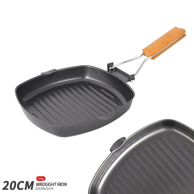 Portable Non-Stick Folding Frying Pan for Camping, Picnic, and Outdoor Cooking - Compact Cookware and Utensils