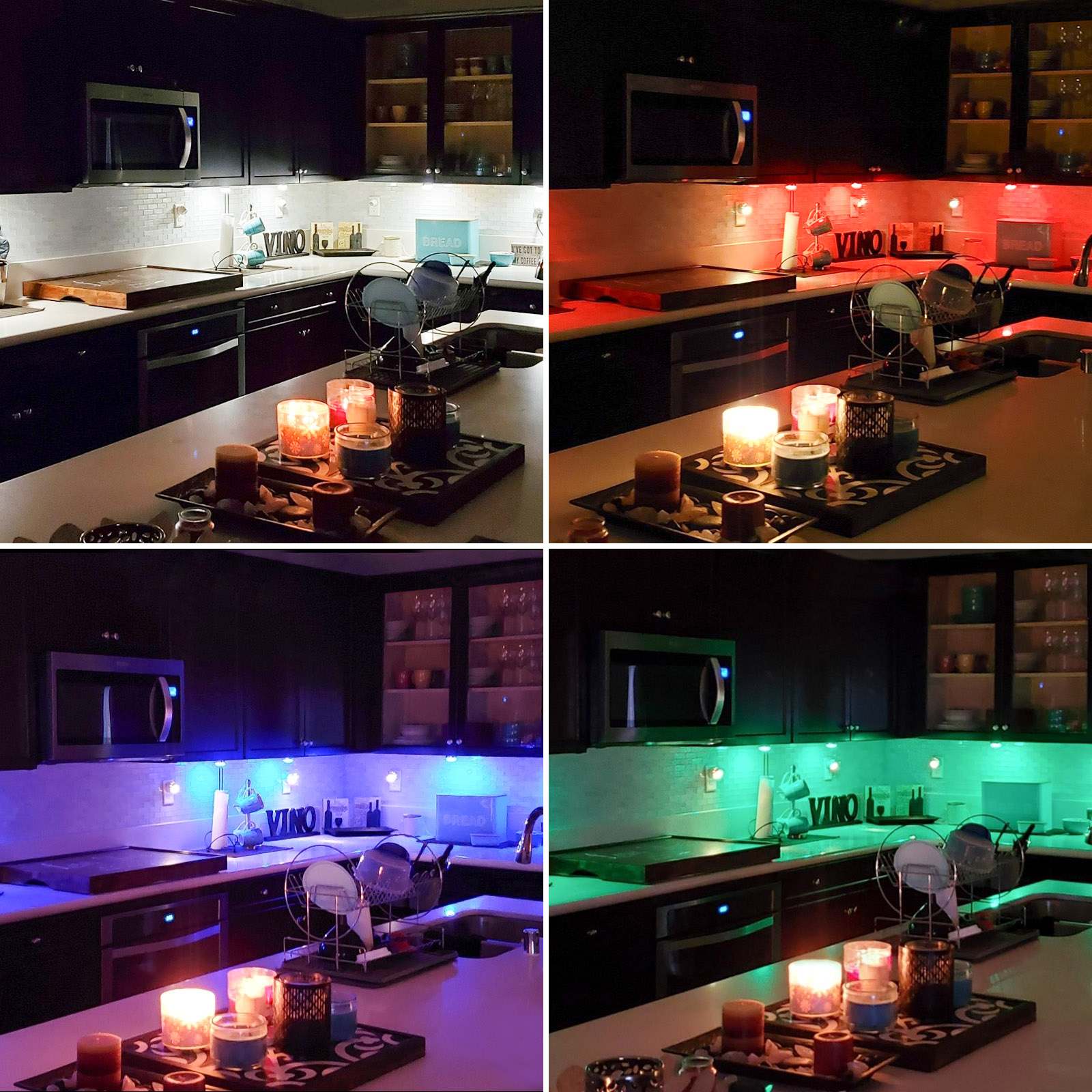 6-Pack RGB LED Wireless Under Cabinet Lights with Remote Control - Battery-Free Wall Lamps for Kitchen & Closet