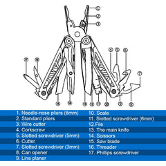 30-in-1 Multitool Plier with Wire Cutter - Portable Folding Pliers for Outdoor Camping and Pocket Use