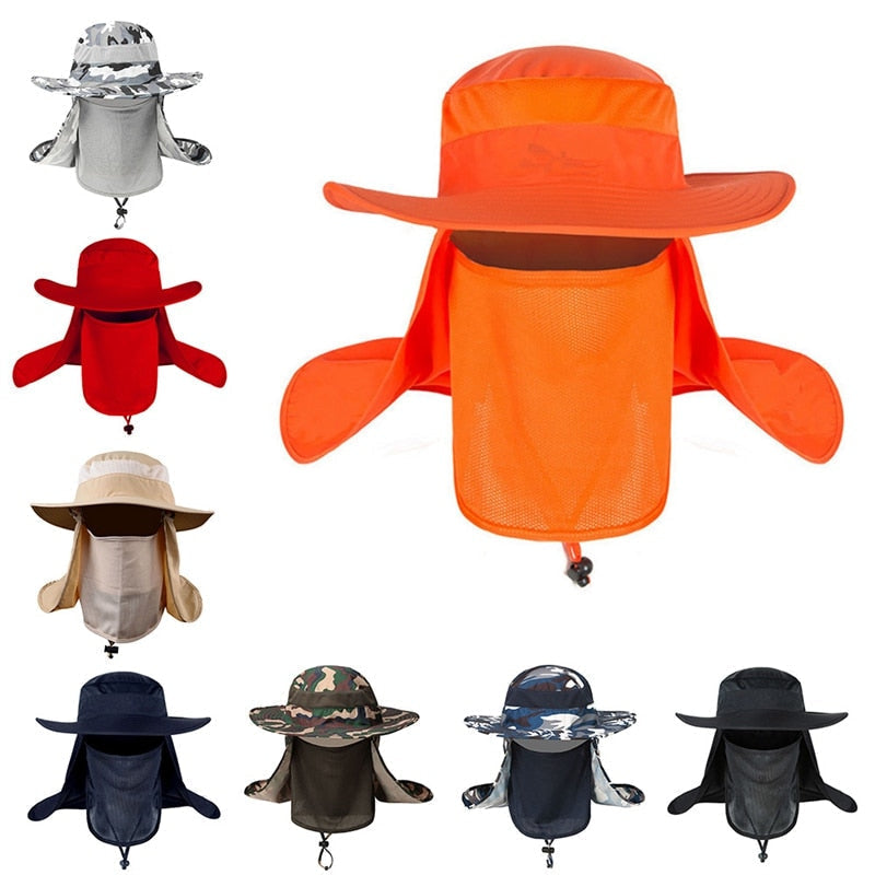 Outdoor Windproof Sun Hat with Removable Shawl, Breathable Mesh Cap for Cycling, Hiking, Camping, and Fishing