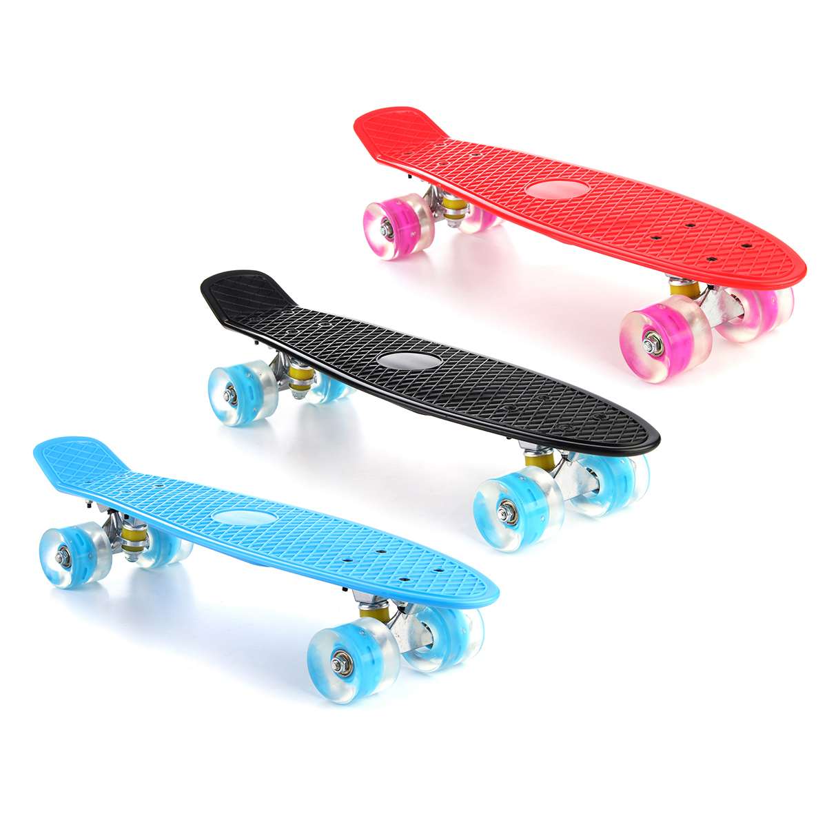 Pastel Color Mini Longboard with LED Flashing Four Wheels Retro Skateboard