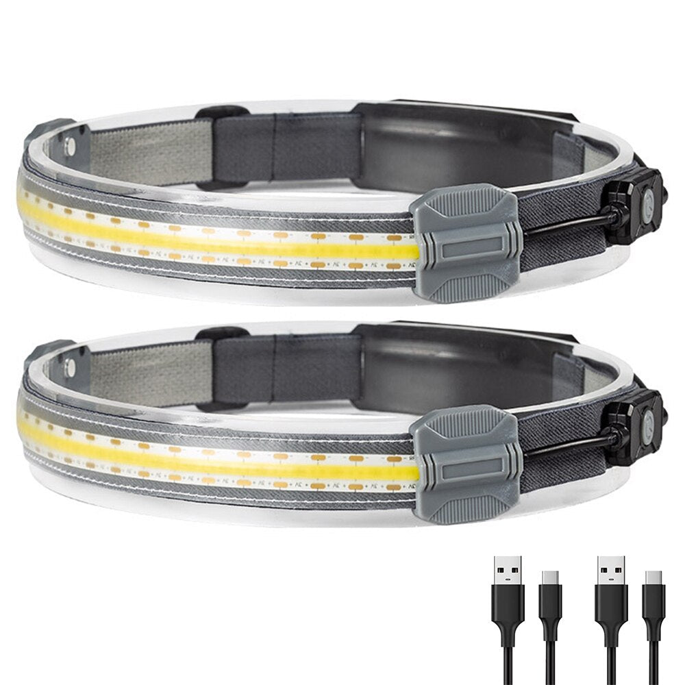 USB Rechargeable Motion Sensor Headlamp - Powerful, Waterproof Head Torch with Battery for Camping