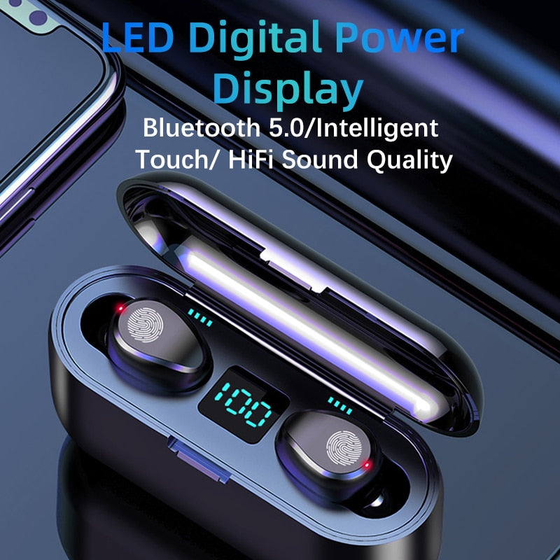 TWS Led Display Heavy Bass Bluetooth 5.0 Touch Earbuds with Mic