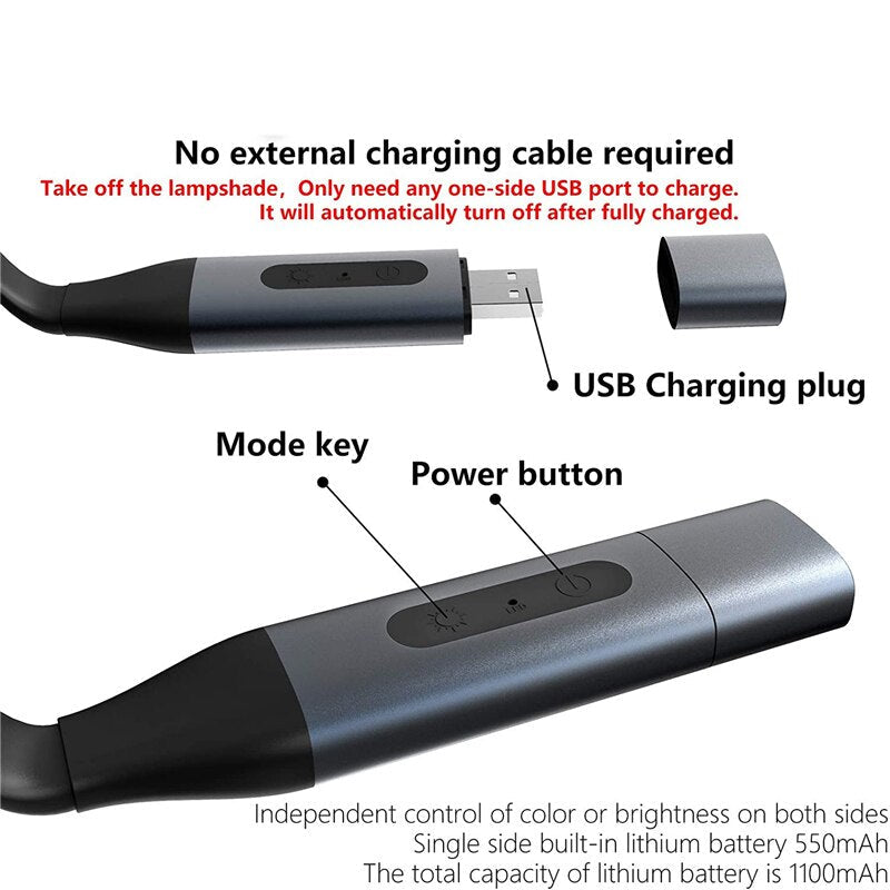 USB-Ladehalslicht - Flexible LED-Leselampe mit einstellbarer Helligkeit zum Lesen, Stricken, Camping