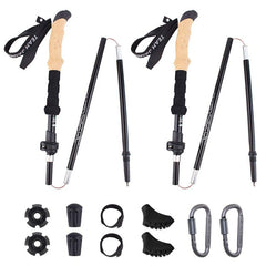 2Pcs Ultralight Aluminum Alloy Foldable Hiking Walking Sticks - Telescopic Trekking Poles for Camping & Nordic Walking