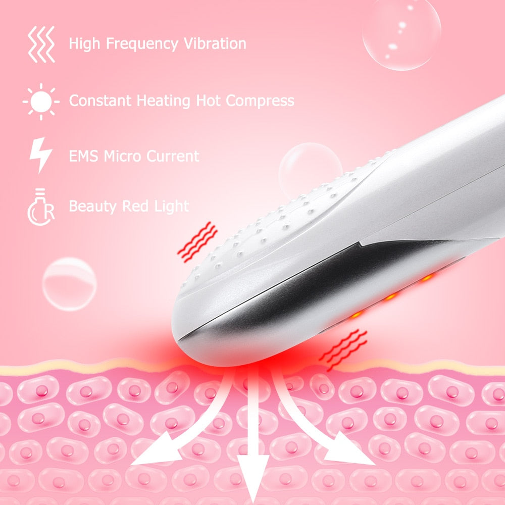 Mini Electric Vibration Eye Face EMS Red Light Therapy Anti-Ageing Wrinkle Dark Circle Removal