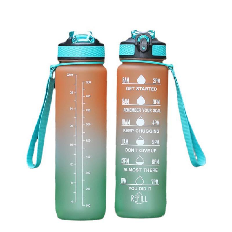 1000ML Leakproof BPA-Free Sports Water Bottle with Time Marker - Portable for Climbing, Camping, and Outdoor Activities