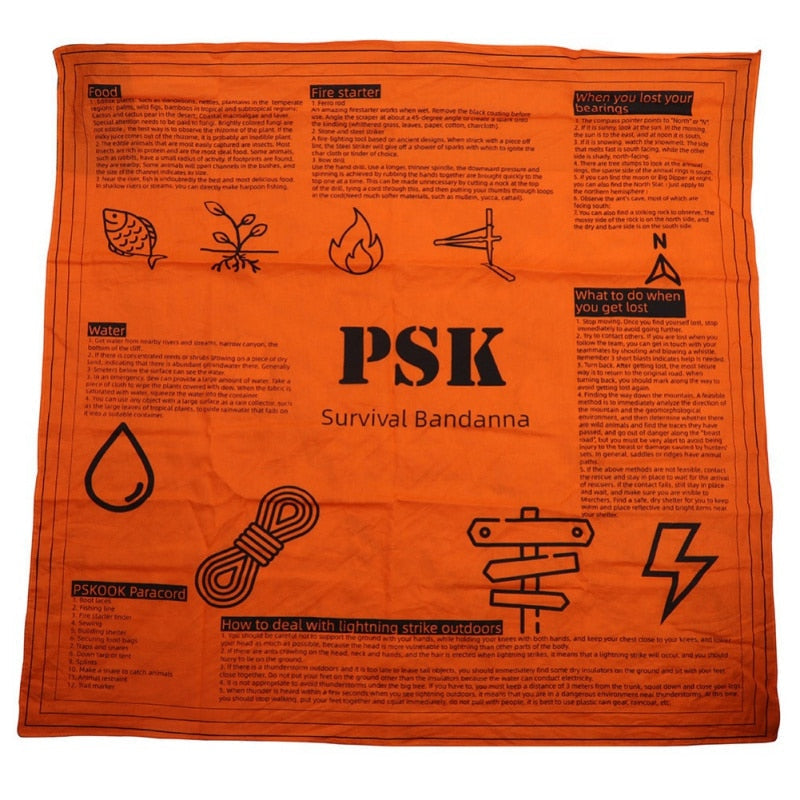 First Aid Scarf: Camping Bandana, Survival Guide, Bandage, Headbands for Men & Women, Hiking Scarves