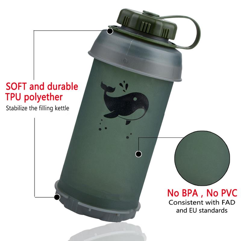 750mL TPU Collapsible Water Bottle Flask for Running, Camping, Hiking - Foldable Sports Water Bag