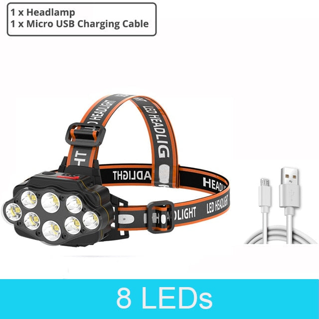 12 LED Rechargeable Headlamp - Super Bright, Waterproof for Fishing, Camping, Hiking, Outdoor Activities