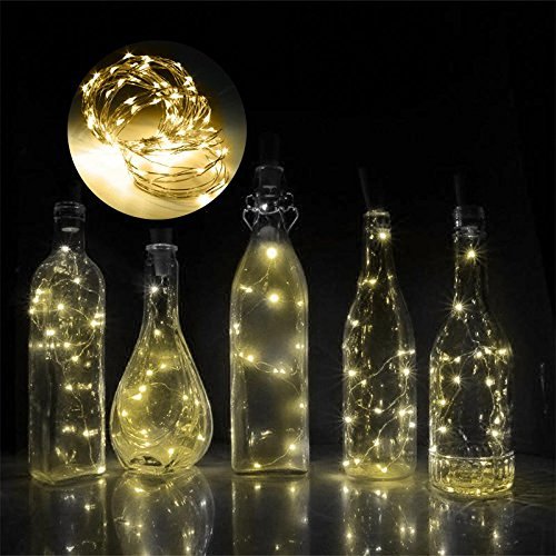 10pcs LED Wine Bottle String Lights with Battery - Copper Wire Fairy Lights for Birthday, Wedding, Christmas Decor