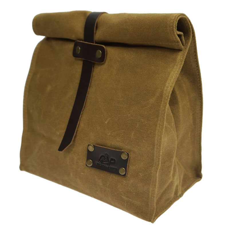 Waxed Canvas Leather Lunch Bag - Waterproof Food Storage for Work, School, Hiking, Camping, and Hunting