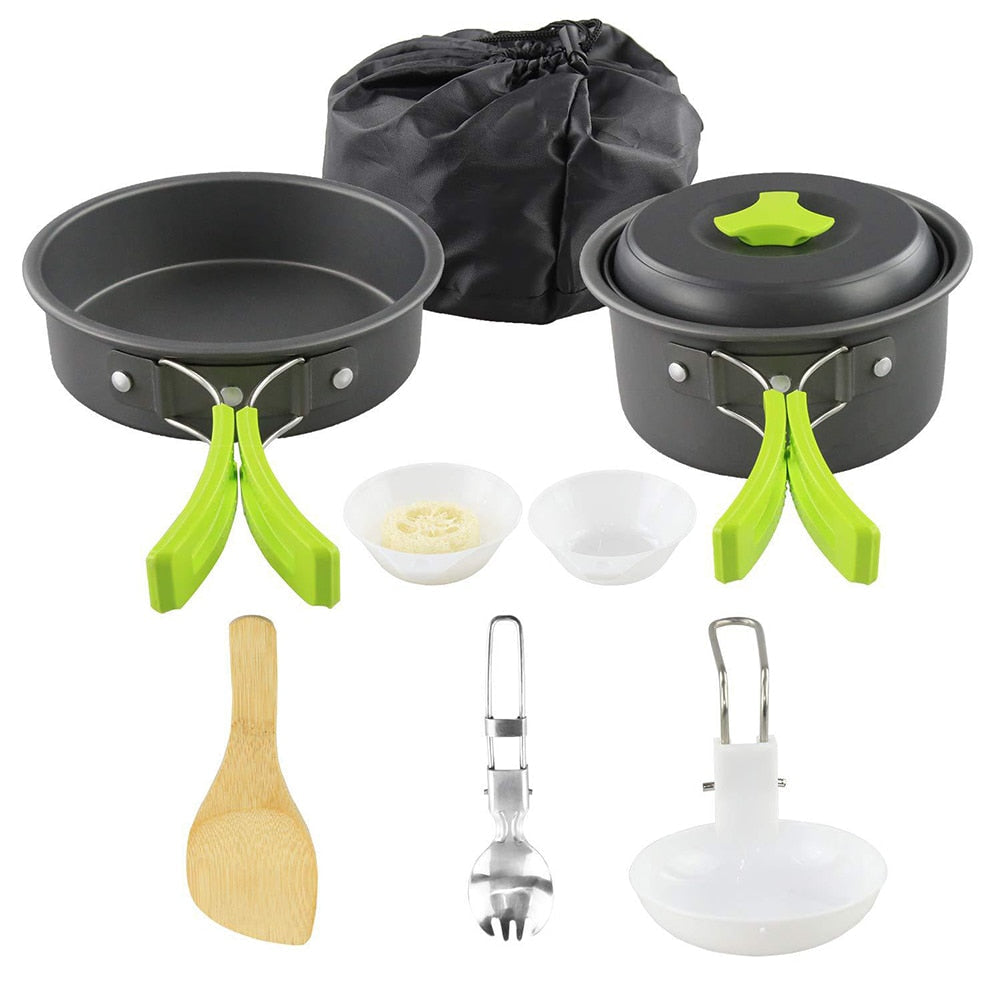 Ultralight Portable Camping Cookware Set: Pan, Pot, Bowl, Spoon, Fork - Outdoor Hiking Picnic Tableware Supplies