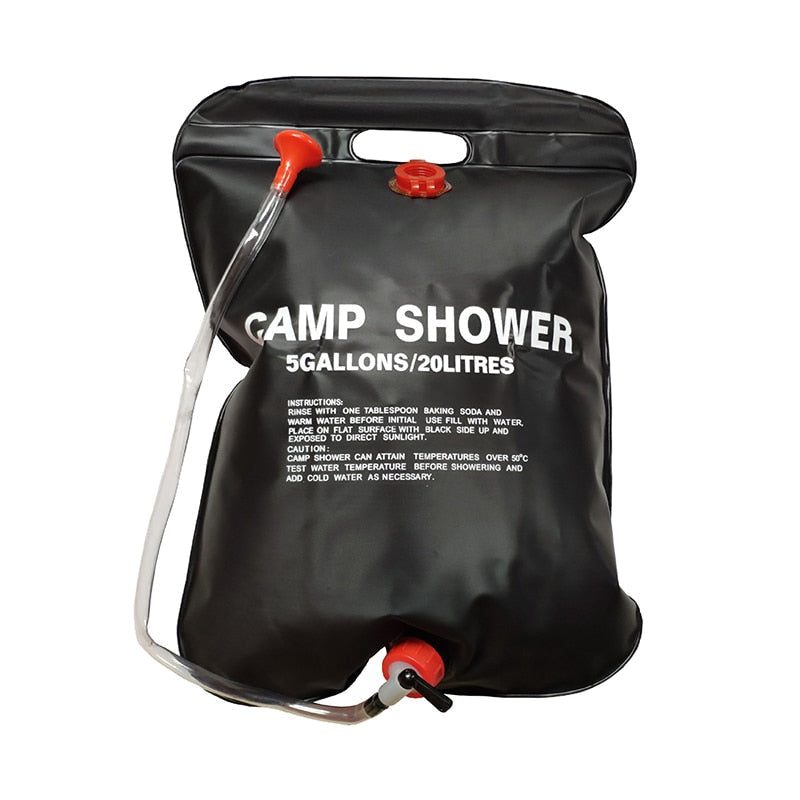 Solar Heated Camp Shower Bag - Portable, Folding, Outdoor Bath for Travel, Hiking, Climbing - PVC Water Bag