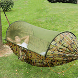 2-Person Outdoor Hammock with Mosquito Net & Rain Fly Tarp for Travel, Camping, Hiking, Garden - Portable Sleep Swing