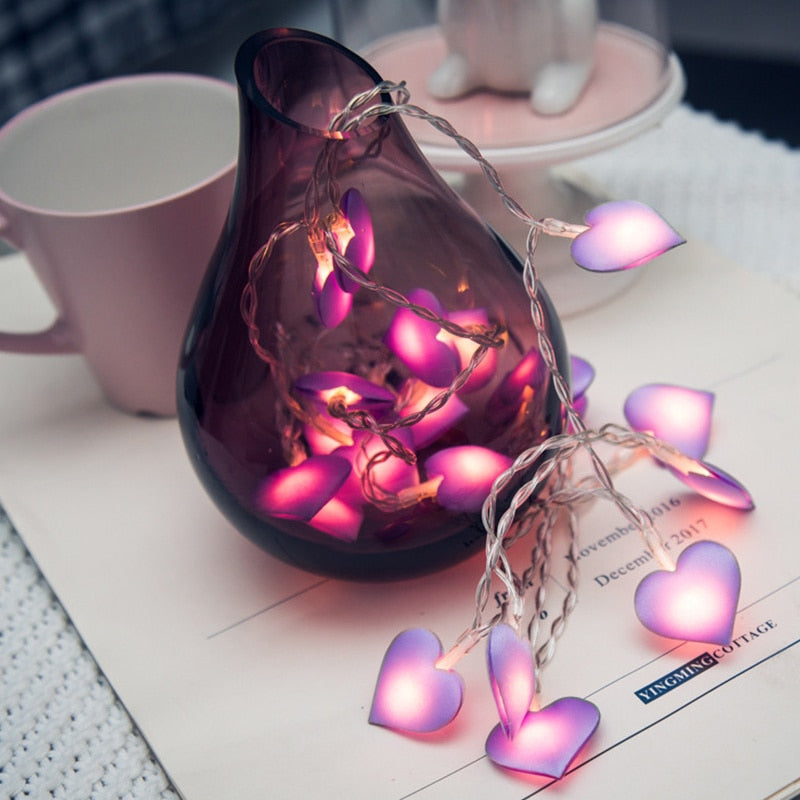 LED Heart Shape String Lights - 1.5m & 3m Indoor Fairy Lights for Christmas, Valentine's Day, Living Room Decoration