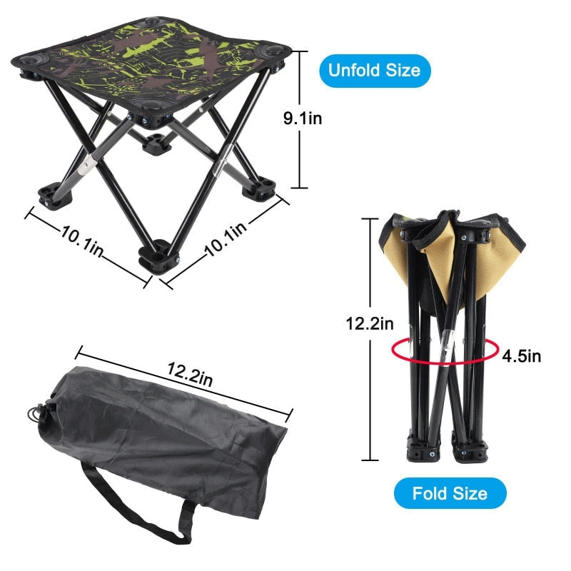 Folding Outdoor Camping Stool - Portable Fishing Chair, 100KG Weight Capacity