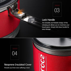 Outdoor Heat Exchange Camping Cooking Pot with Folding Handle for Hiking, Backpacking, and Picnics