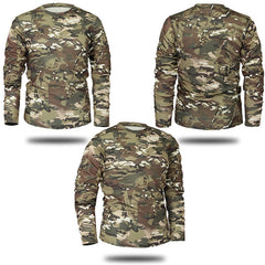 Schnelltrocknendes, langärmeliges taktisches Camouflage-T-Shirt für Herren – atmungsaktive Outdoor-Kleidung für Militär, Jagd, Wandern und Camping