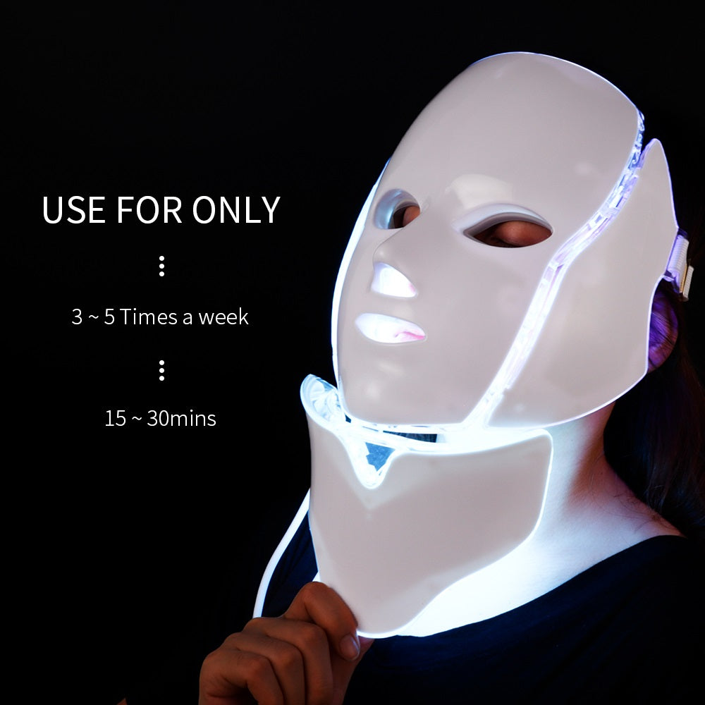 7 Colors Led Facial Mask Korean Acne Neck Beauty Therapy Machine Light