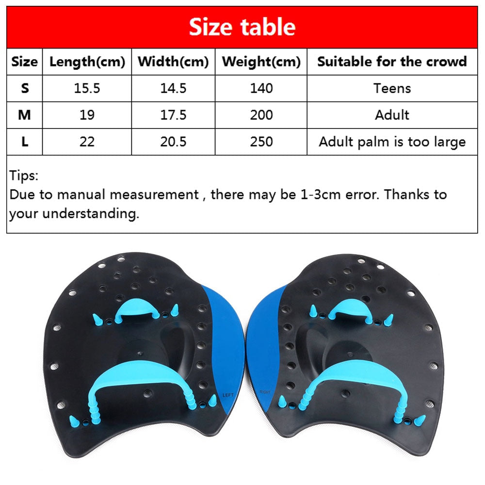 Swimming Paddles - Adjustable Hand Webbed Gloves for Adults & Children, Professional Stroke Practice