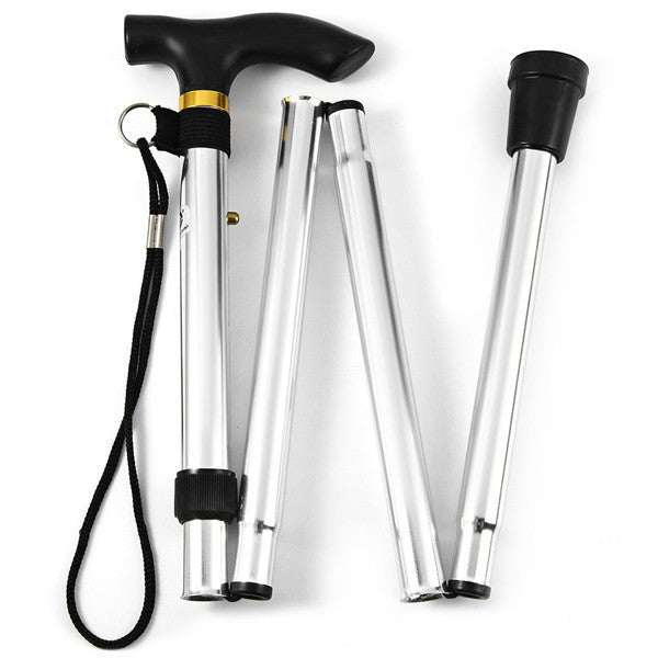 Telescopic T-Handle Walking Stick: Aluminum Alloy Folding Cane, Non-Slip Rubber, Hiking & Trekking Poles, Crutches